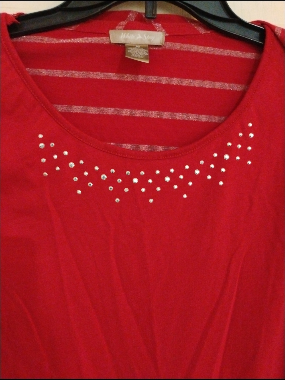 White Stag Red Tank With Built In Red Striped Open Cardigan with Silver Thread - Picture 4 of 11